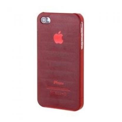 UltraSlim Frosted Case - поликарбонатов кейс за iPhone 4/4S (прозрачен-червен)  2