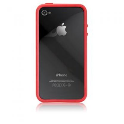 CaseMate Hula - силиконов бъмпер за iPhone 4 (червен-прозрачен)  2
