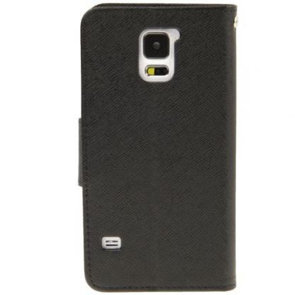 Mercury Series Flip Cover - кожен хоризонтален калъф с поставка за Samsung Galaxy S5 (черен) 5