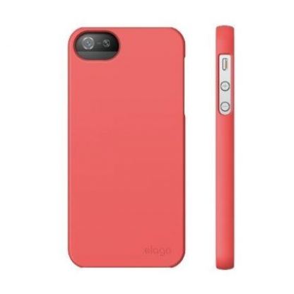  Elago S5 Slim Fit 2 Case + HD Clear Film - кейс и HD покритие за iPhone 5 (светлочервен-мат) 2