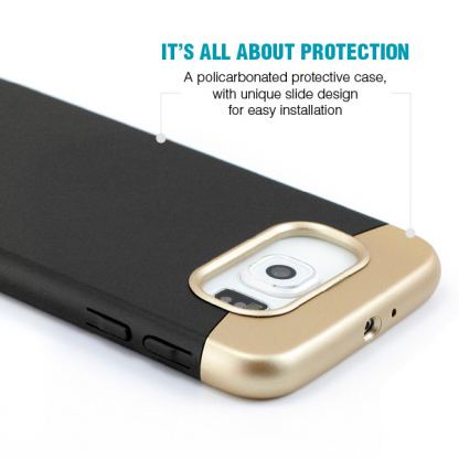 Prodigee Accent Case - поликарбонатов слайдер кейс за Samsung Galaxy S6 (черен-златист) 3