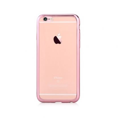 Devia Glitter Case - силиконов (TPU) калъф за iPhone 6, iPhone 6S (розов-прозрачен) 2