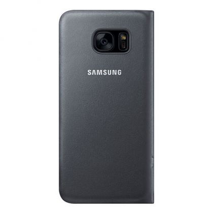 Samsung Flip Case Leather LED EF-NG935PBEGWW - оригинален кожен калъф през който виждате информация от дисплея за Samsung Galaxy S7 Edge (черен) 3