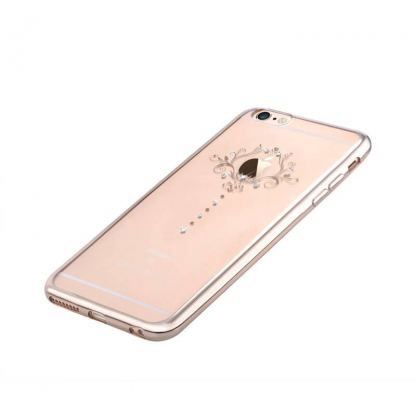 Devia Crystal Iris Case - силиконов (TPU) калъф за iPhone 6, iPhone 6S (с кристали Сваровски) (златист) 2