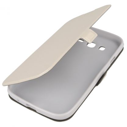 Wallet Flip Case - кожен калъф, тип портфейл и поставка за Samsung Galaxy Xcover 3 (бял) 3