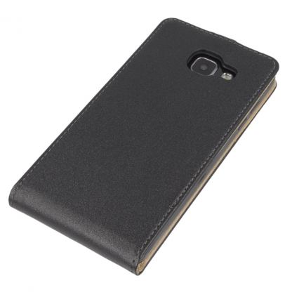 Leather Pocket Flip Case - вертикален кожен калъф с джоб за Samsung Galaxy A3 (2016) (черен) 2