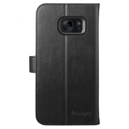 Spigen Wallet S Case - кожен калъф, тип портфейл и поставка за Samsung Galaxy S7 (черен) 7