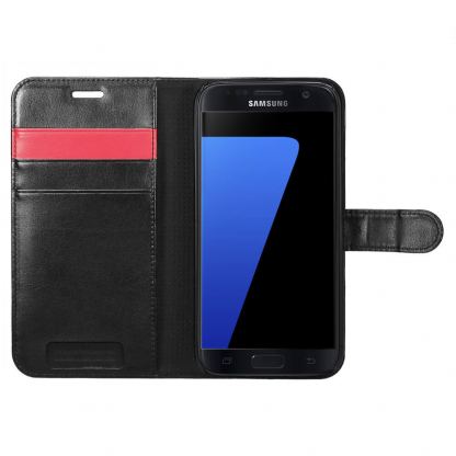 Spigen Wallet S Case - кожен калъф, тип портфейл и поставка за Samsung Galaxy S7 (черен) 6