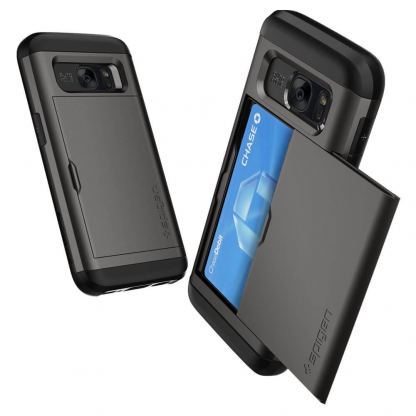 Spigen Slim Armor Case CS - хибриден кейс с отделение за кр. карти и най-висока степен на защита за Samsung Galaxy S7 (сив) 14