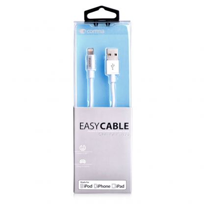 Comma Easy Cable MFI Lightning Data Cable 1m. - сертифициран плетен Lightning кабел (100 см) за iPhone, iPad и iPod с Lightning вход (сребрист) 3