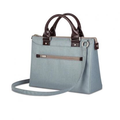 Moshi Urbana Mini Bag - стилна кожена чанта за MacBook 12 с отделение за таблети и смартфони (син) 9