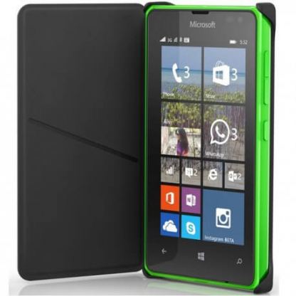 Microsoft Flip Cover CP-634 - оригинален кейс с поставка за Microsoft Lumia 532 (черен-зелен) 2