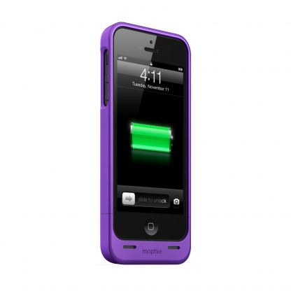 Mophie Juice Pack Helium - качествен кейс с вградена батерия 1500 mAh за iPhone 5S, iPhone 5, iPhone SE (лилав) 2