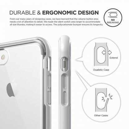 Elago Dualistic Case - хибриден кейс (поликарбонат + TPU) и HD покритие за iPhone SE 2020, iPhone 7, iPhone 8 (бял) 6