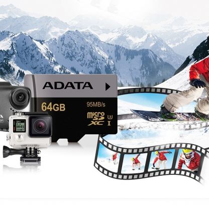 Adata Premier Pro microSDXC/SDHC 64GB UHS-I U3 (клас 10) - MicroSDXC U3 памет със SD адаптер за Samsung устройства (подходяща за 4K видео и GoPro) 5