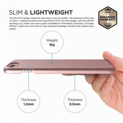 Elago S7 Slim Fit 2 Case + HD Clear Film - поликарбонатов кейс и HD покритие за iPhone 7 Plus, iPhone 8 Plus (розово злато) 4