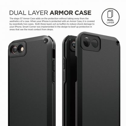 Elago Armor Case - хибриден кейс (поликарбонат + TPU) и HD покритие за iPhone SE 2020, iPhone 7, iPhone 8 (черен) 4