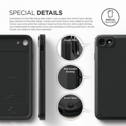 Elago Armor Case - хибриден кейс (поликарбонат + TPU) и HD покритие за iPhone SE 2020, iPhone 7, iPhone 8 (черен) 7