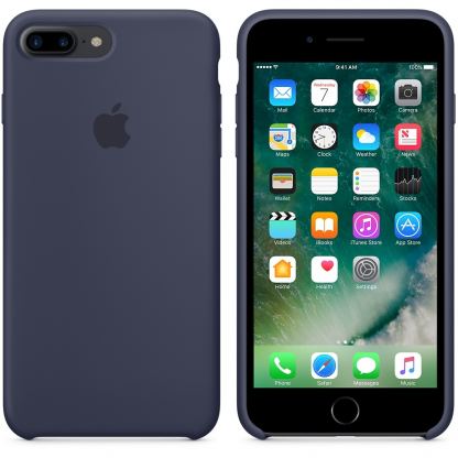 Apple Silicone Case - оригинален силиконов кейс за iPhone 7 Plus, iPhone 8 Plus (тъмносин) 3