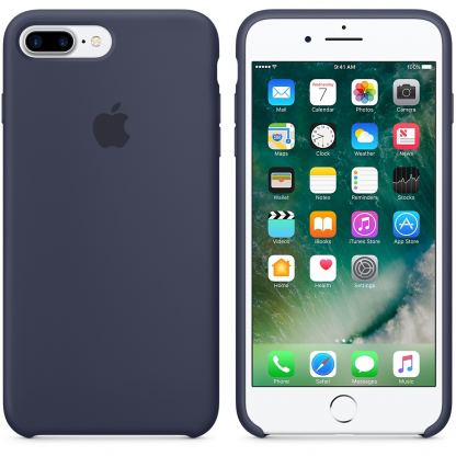 Apple Silicone Case - оригинален силиконов кейс за iPhone 7 Plus, iPhone 8 Plus (тъмносин) 7