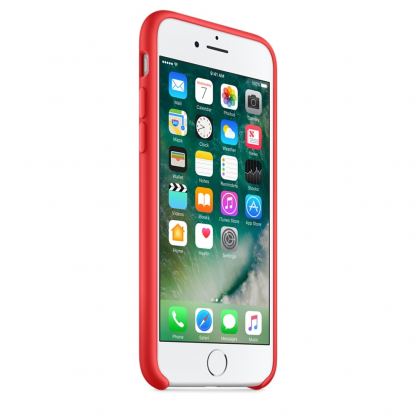 Apple Silicone Case - оригинален силиконов кейс за iPhone SE 2020, iPhone 7, iPhone 8 (червен) 2