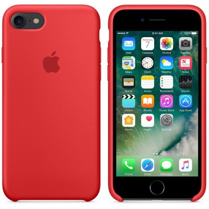 Apple Silicone Case - оригинален силиконов кейс за iPhone SE 2020, iPhone 7, iPhone 8 (червен) 4