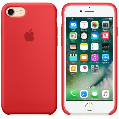 Apple Silicone Case - оригинален силиконов кейс за iPhone SE 2020, iPhone 7, iPhone 8 (червен) 6