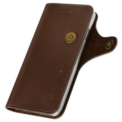 Verus Native Diary Case - кожен калъф (естествена кожа), тип портфейл за iPhone SE 2020, iPhone 7, iPhone 8 (тъмнокафяв) 2
