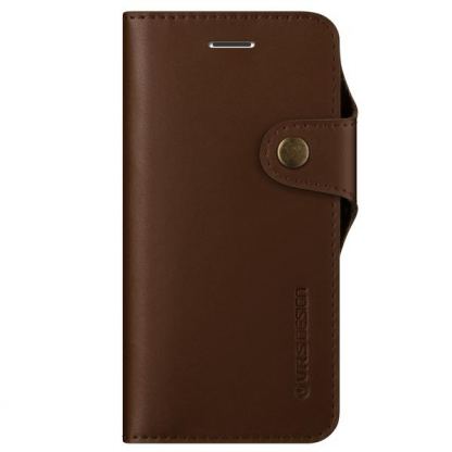 Verus Native Diary Case - кожен калъф (естествена кожа), тип портфейл за iPhone SE 2020, iPhone 7, iPhone 8 (тъмнокафяв) 3