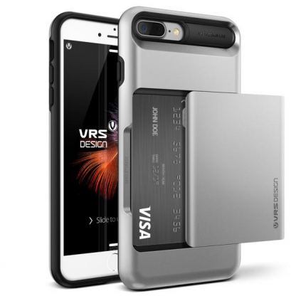 Verus Damda Glide Case - висок клас удароустойчив кейс с място за кр. карти за iPhone 7 Plus, iPhone 8 Plus (сребрист) 6