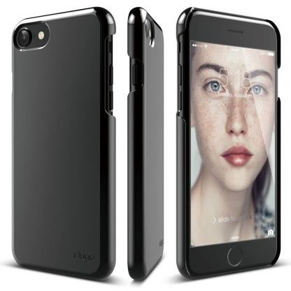 Elago S7 Slim Fit 2 Case + HD Clear Film - поликарбонатов кейс и HD покритие за iPhone SE 2020, iPhone 7, iPhone 8 (черен-лъскав) 6