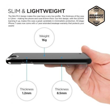 Elago S7 Slim Fit 2 Case + HD Clear Film - поликарбонатов кейс и HD покритие за iPhone SE 2020, iPhone 7, iPhone 8 (черен-лъскав) 4