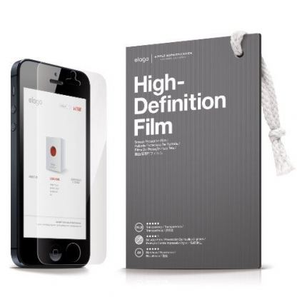 Elago C5 Leather Flip Case - калъф от естествена кожа + HD покритие за iPhone 5C (черен) 2