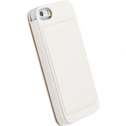 Krusell Malmo Flip cover - кожен калъф, тип портфейл за iPhone 5, iPhone 5S и iPhone 5C (бял) 3
