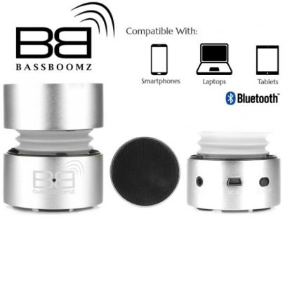 BassBuds BassBoomz Bluetooth - безжичен портативен спийкър за мобилни устройства (сребрист) 3