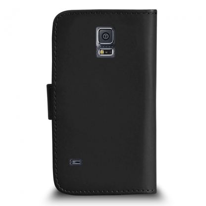 Wallet Flip Case - кожен калъф, тип портфейл за Samsung Galaxy S5 Mini SM-G800 (черен) 2