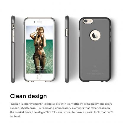 Elago S6P Slim Fit Case + HD Clear Film - качествен кейс и HD покритие за iPhone 6/6S Plus (сив) 3
