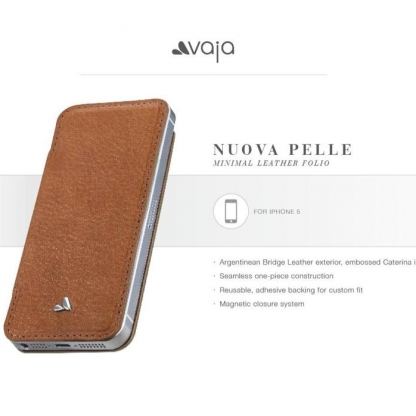 Vaja Nuova Pelle Bridge Argentina Leather Case - уникален кожен калъф (естествена кожа - ръчна изработка) за iPhone 5, iPhone 5S (светлокафяв) 2