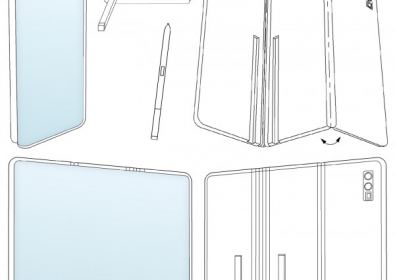 Скици с двойно сгъване на Samsung Galaxy: стилус, поставен в сгъвката
