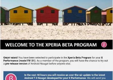 Стартира програмата Xperia Beta  на Android Nougat за Xperia X Performance