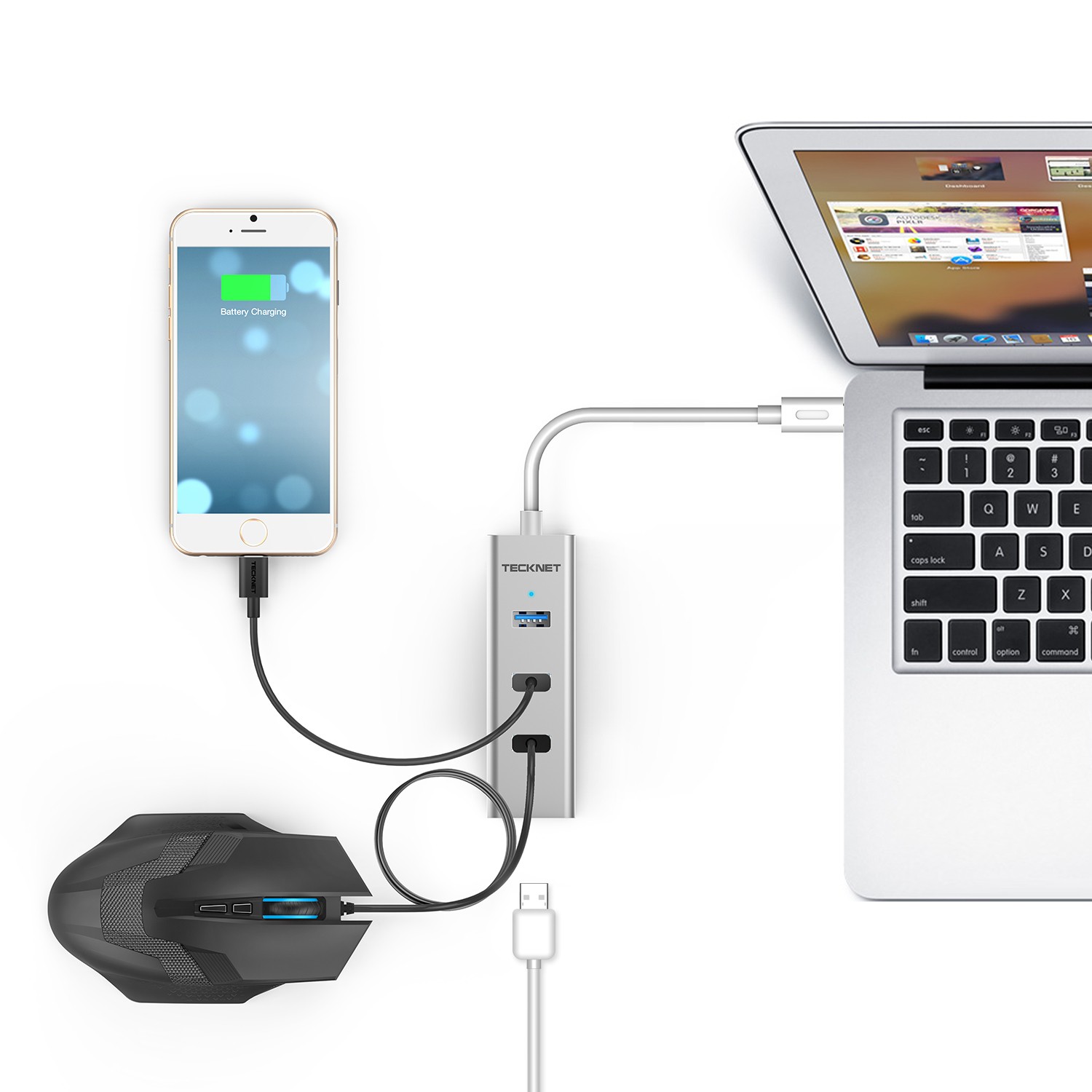 TeckNet Type-C USB 3.0 Hub - Алуминиев USB-C хъб с 4xUSB изхода, на ТОП ...