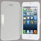 Ultra Slim Flip Кожен кейс с магнитно затваряне за iPhone 5 (бял) thumbnail 2