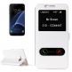 Caller ID Flip  - кожен хоризонтален калъф с поставка и прозорец за Samsung Galaxy S7 (бял) thumbnail
