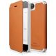 Elago S5 Leather Flip Case - калъф от естествена кожа + HD покритие за iPhone 5 (оранжев) thumbnail