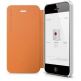 Elago S5 Leather Flip Case - калъф от естествена кожа + HD покритие за iPhone 5 (оранжев) thumbnail 2