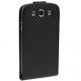 Carbon Vertical Flip Cover S3 - кожен калъф за Samsung Galaxy S3 i9300 (черен)  thumbnail 4