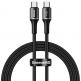 Baseus Halo USB-C to USB-C Cable PD 2.0 60W - кабел с въжена оплетка за устройства с USB-C порт (50 см) (черен)  thumbnail