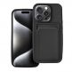 Silic Card  Case - дизайнерски силиконов кейс с отделение за карти за iPhone 15 (черен) thumbnail