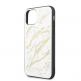Guess Marble Glass Case - дизайнерски кейс с висока защита за iPhone 11 Pro Max (бял) thumbnail 3