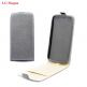 Leather Pocket Flip Case - вертикален кожен калъф с джоб за LG Magna (сив) thumbnail